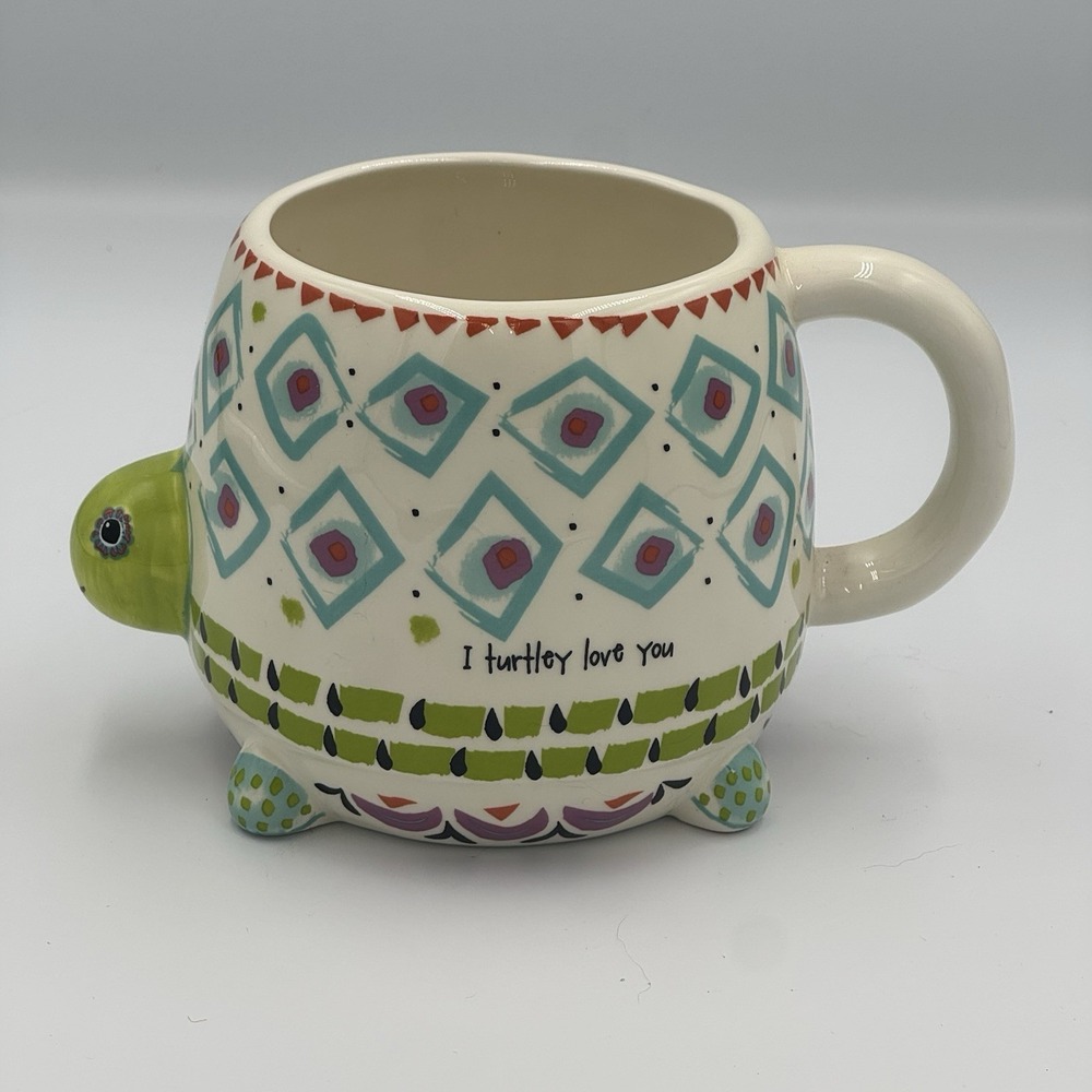 Natural Life coffee mug turtle "I Turtley Love You" Blue Green Red 3D Turtle